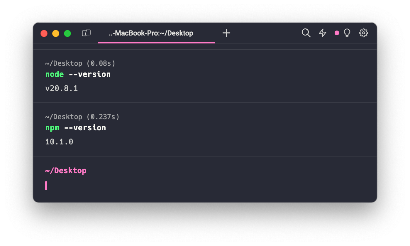 verify node and npm installations