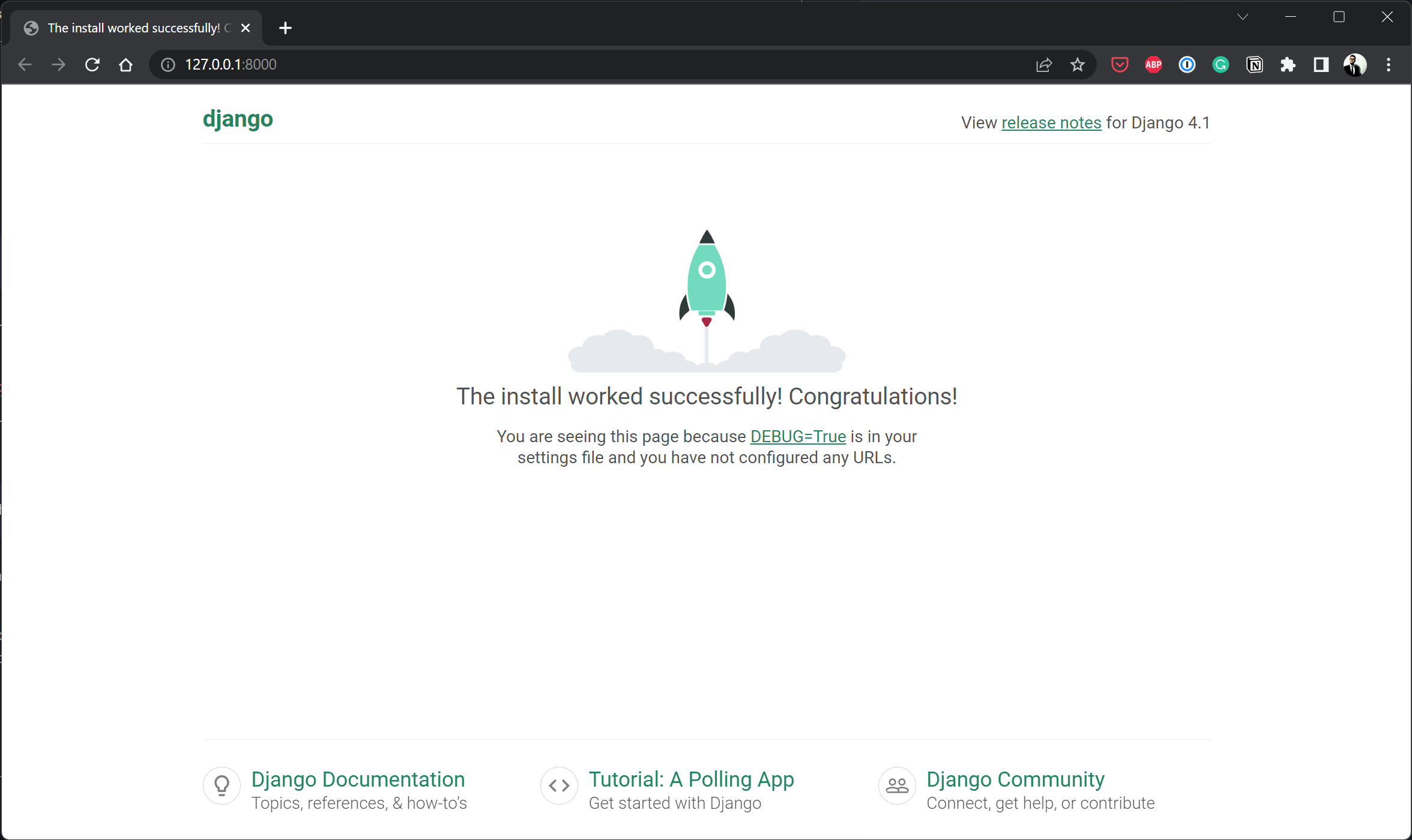 django welcome page