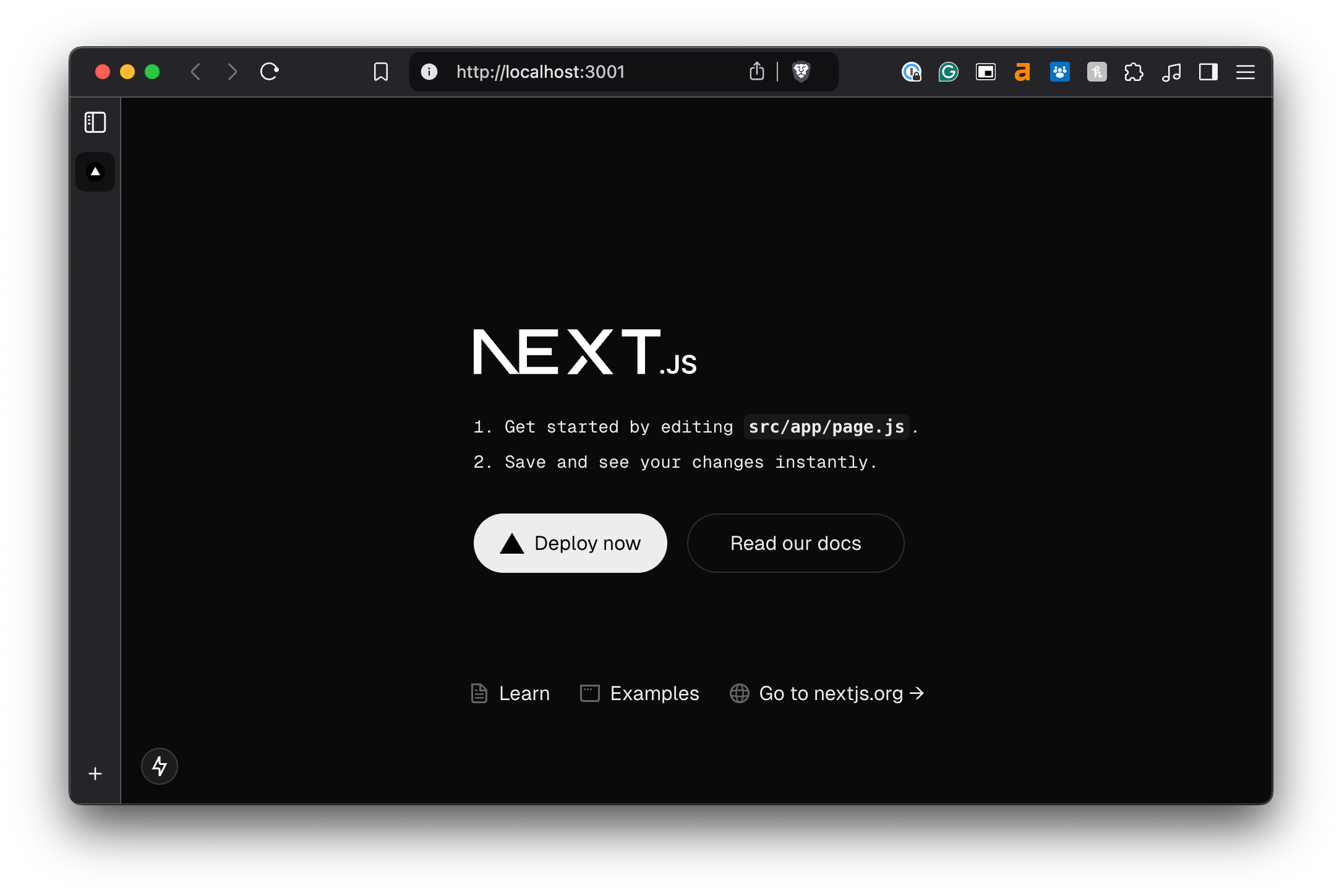 Next.js start page