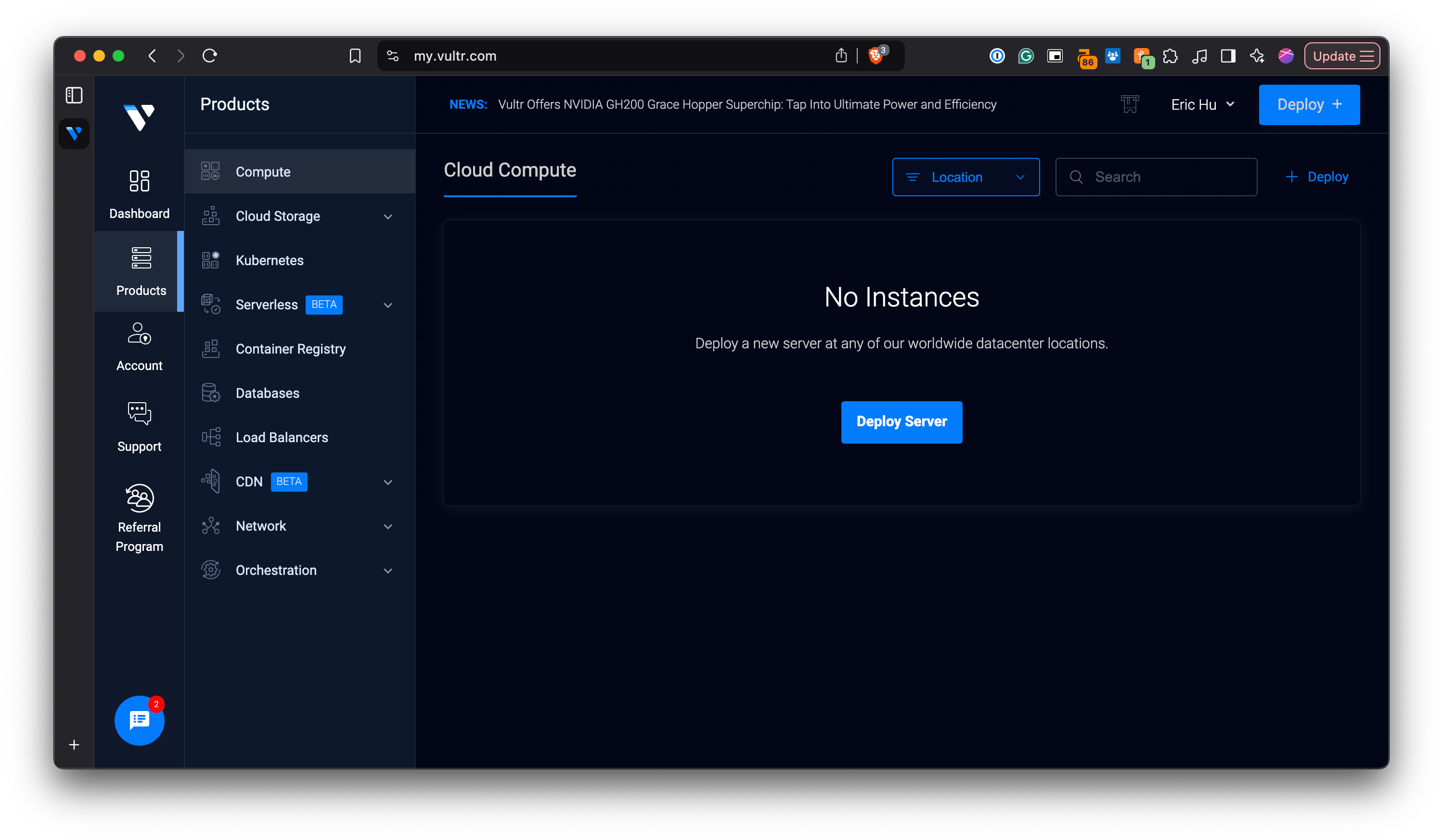 Vultr Create New Server