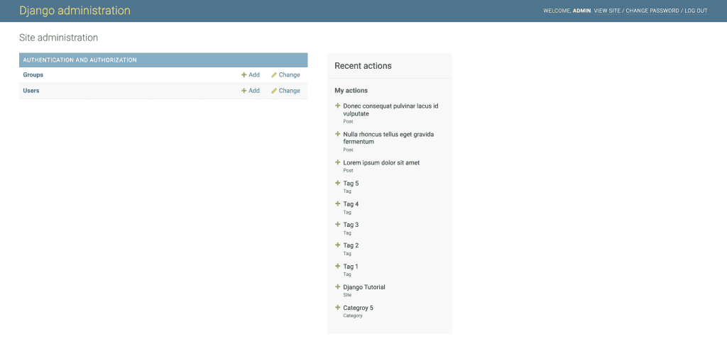 Django admin panel