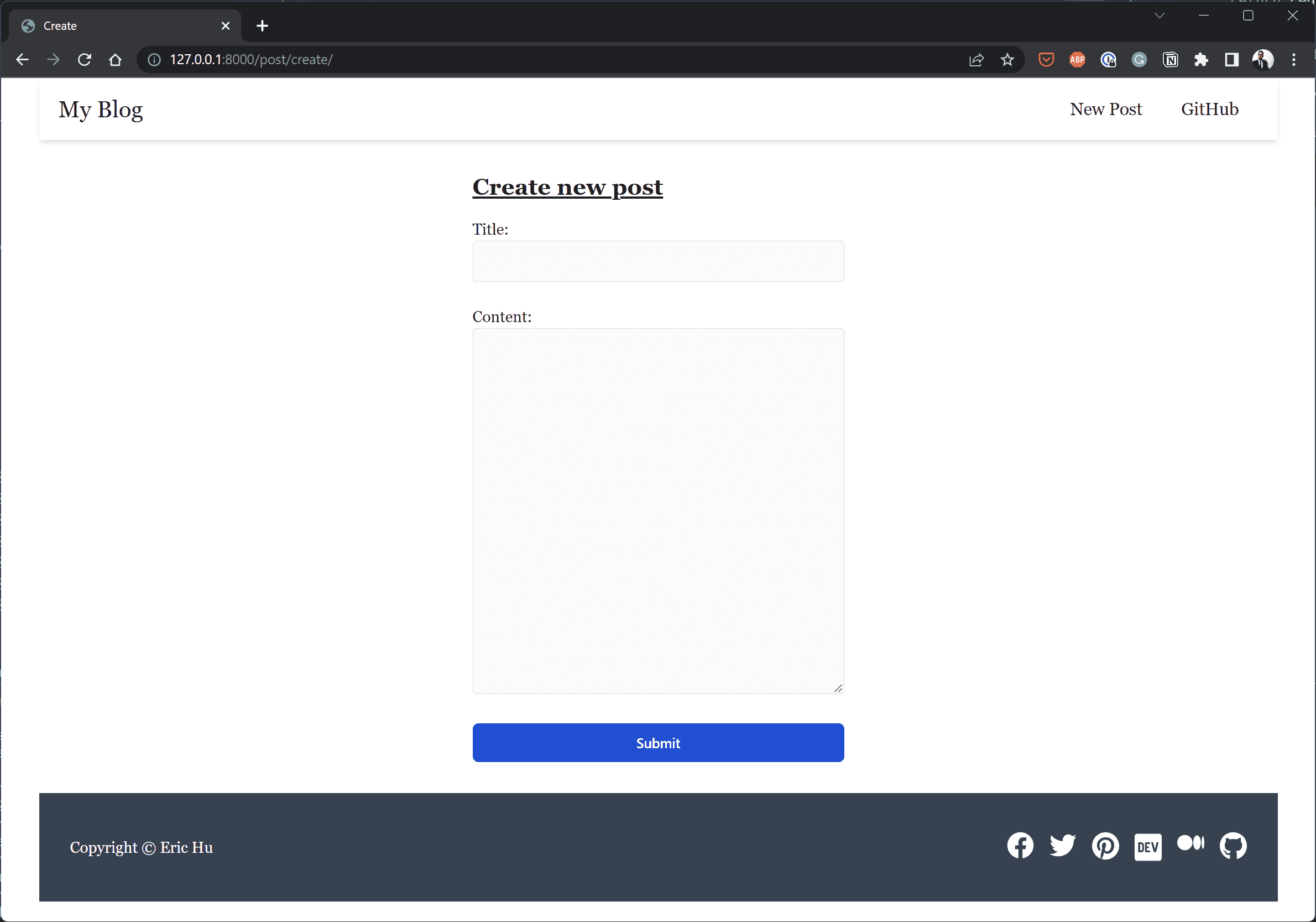 The create page