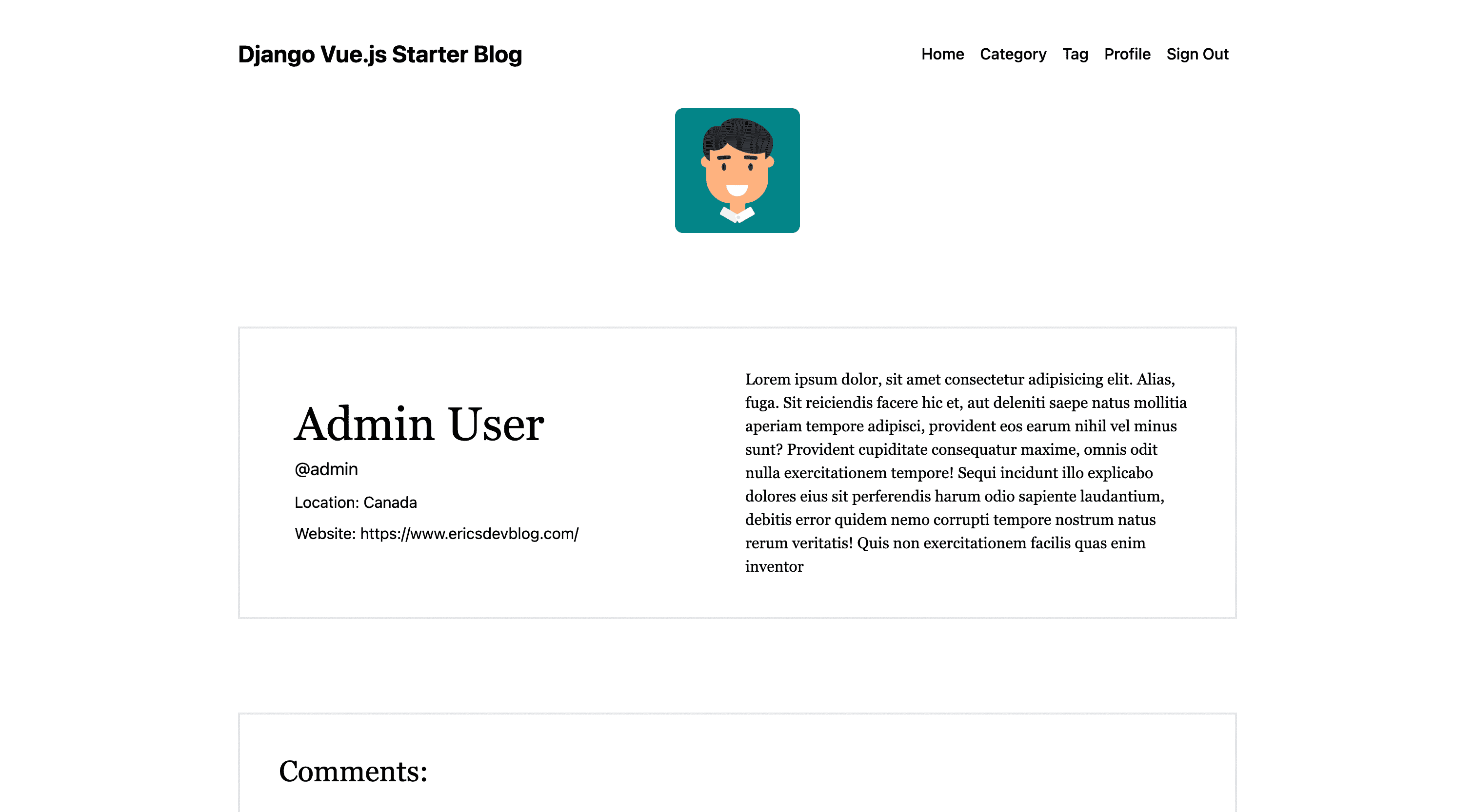 User Profile Page