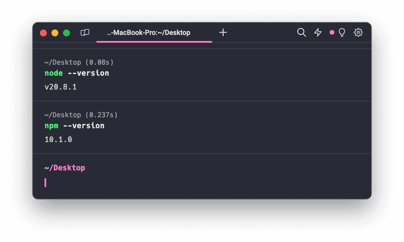 verify node and npm installations